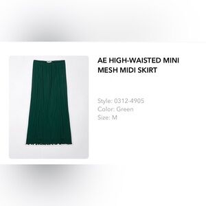 American Eagle Green Ruched Midi Skirt